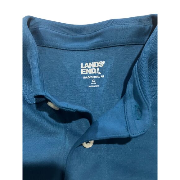 Lands’ End Men’s Polo Shirt XL Traditional Fit Blue Short Sleeve  100%Cotton - Picture 9 of 10